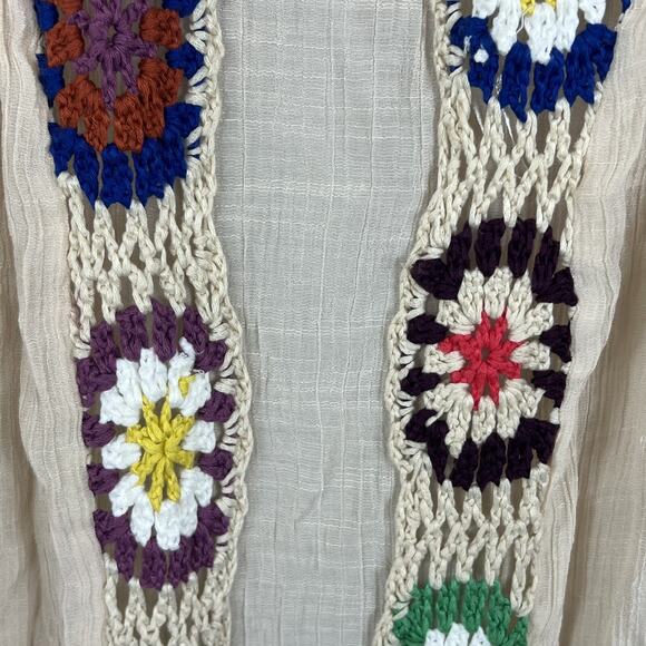 Kontrol Contemporary Vest Womens Open Front Top Size M Granny Square Trim - Picture 3 of 10